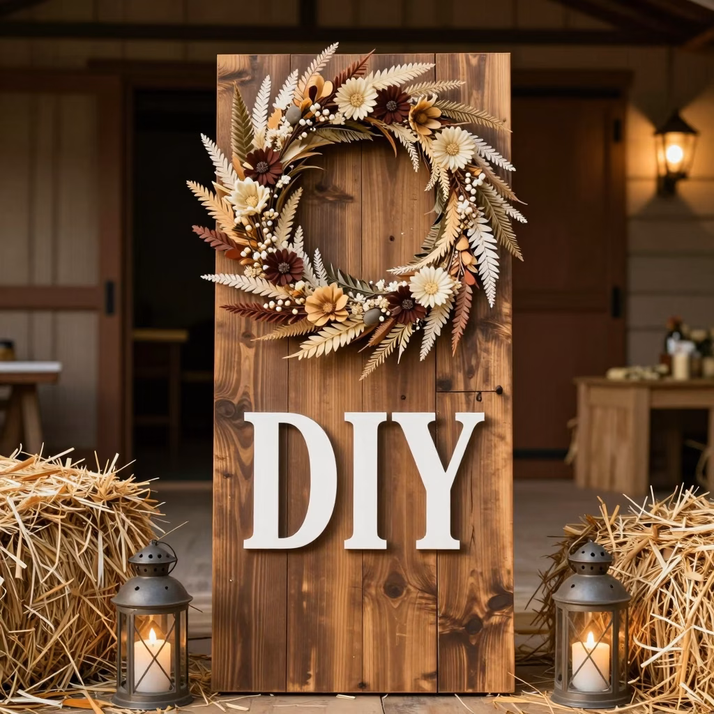 Ambiance lumineuse DIY mariage champ&ecirc;tre avec guirlandes LED, bougies et lanternes en bocaux