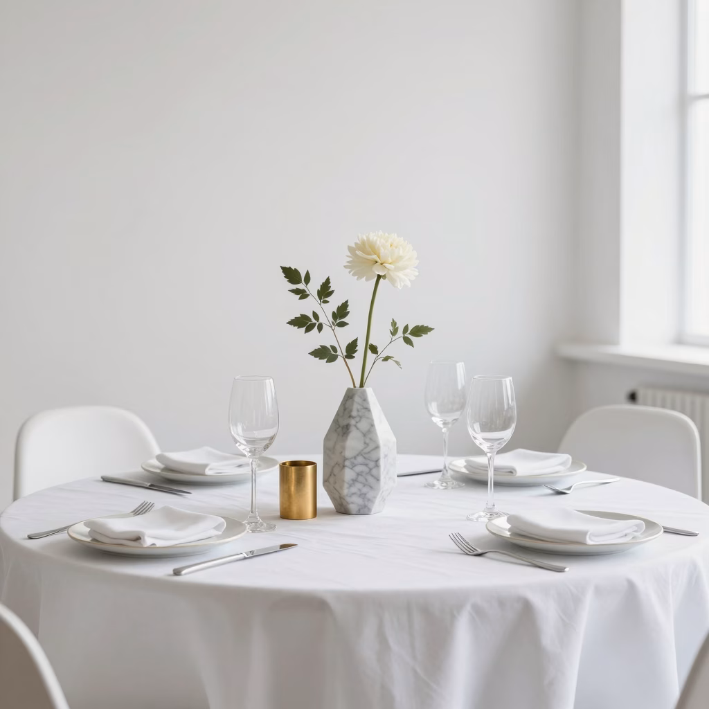 Décoration table mariage moderne minimaliste avec vase géométrique