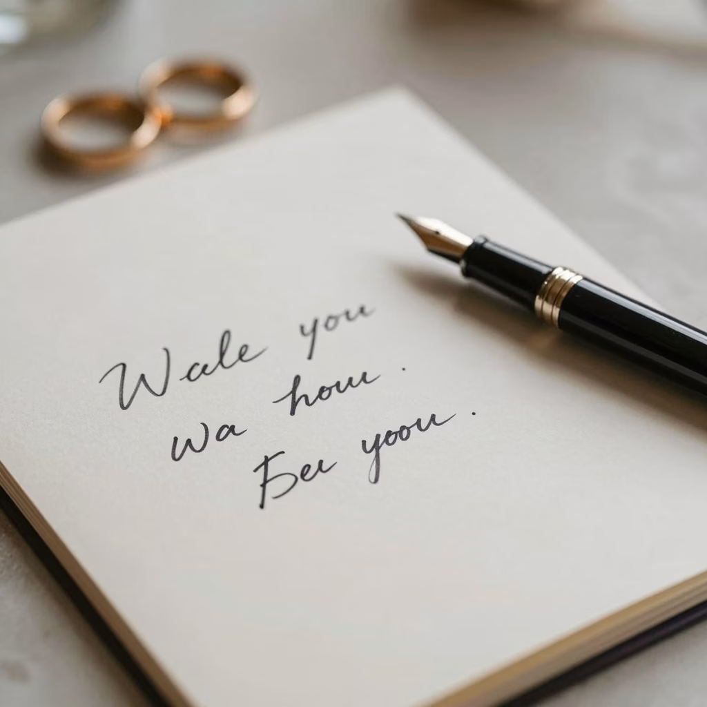 Préparation manuscrite d'un discours de témoin de mariage