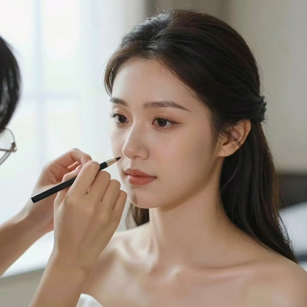 Maquillage naturel de mariée appliqué par une professionnelle