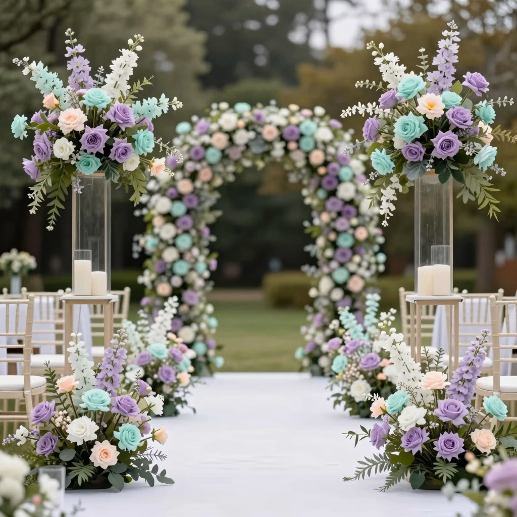 Table de r&eacute;ception de mariage automnal avec palette terracotta, verdure d'eucalyptus, bougeoirs en cuivre et serviettes orange br&ucirc;l&eacute;